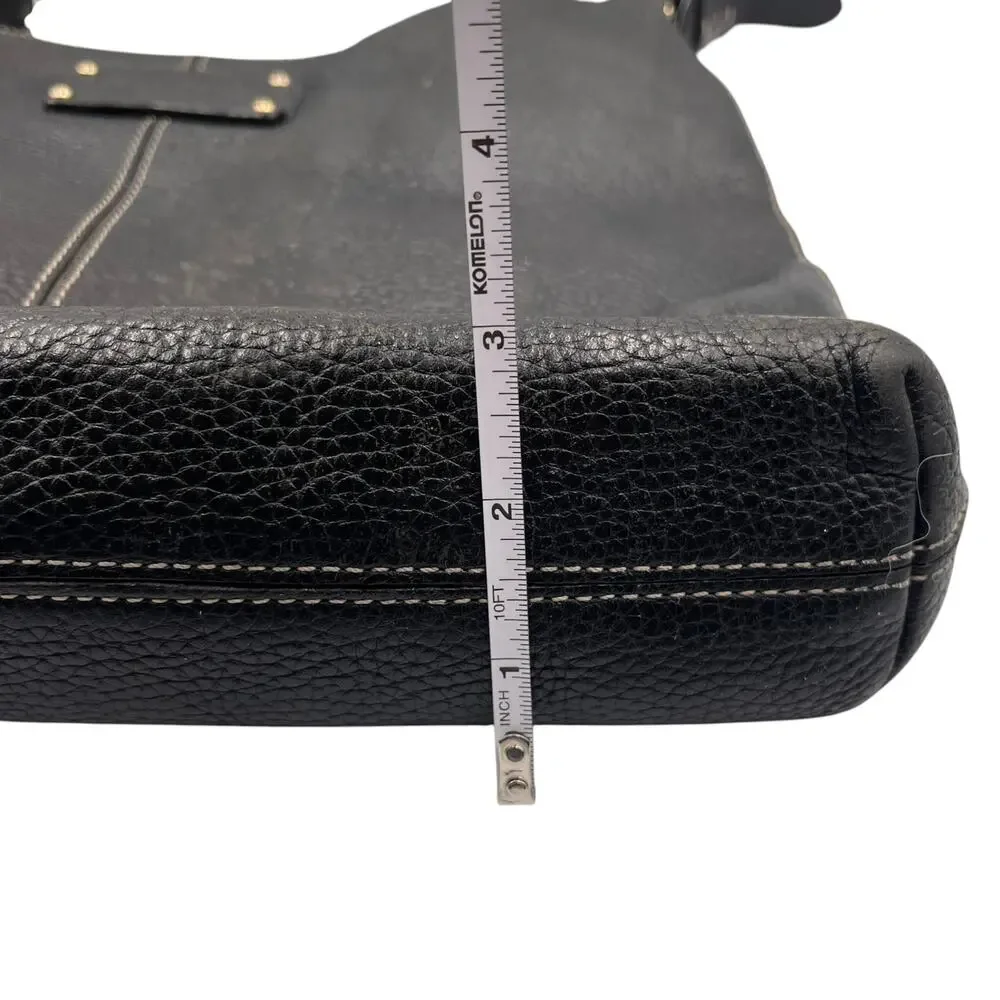 Kate Spade Shoulder Hobo Bag Pebbled Leather Polka Dot Lining Black